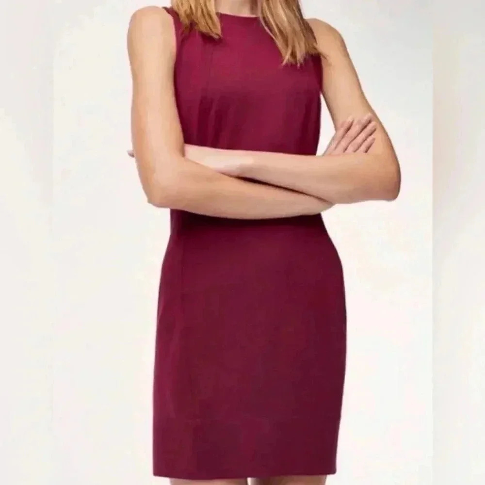 [10]Babaton Burgundy Sleeveless Rayon Blend  MIDI Dress